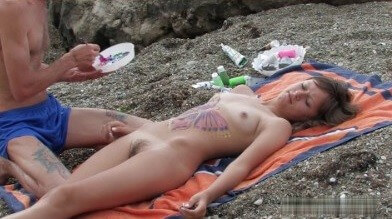 Naked body art on the beach Full HD video - Nudism has been around for a very long time