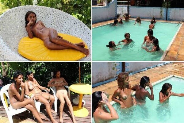 Brazil Pool Sunbath photos - Beautiful family nudism