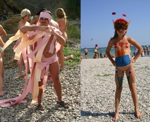 Natural Mud Camouflaging pics - Naturism teaches respect for the body—both your own and others