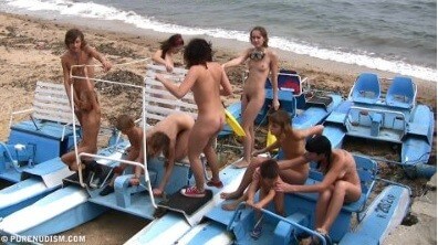 A group of naturists at sea - Naturism helps break free from body stereotypes